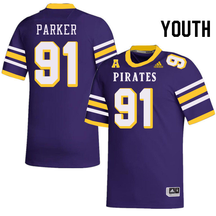 Youth #91 Miles Parker ECU Pirates College Football Jerseys Stitched-Throwback